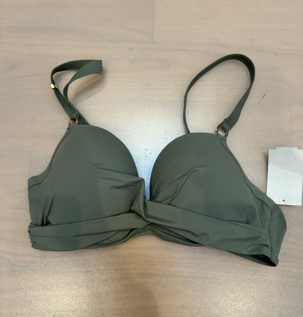 Womens Catherine Malandrino Twist Bikini Swim Top Green Size Medium